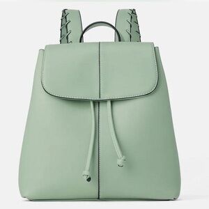 Mint Green Leather Backpack